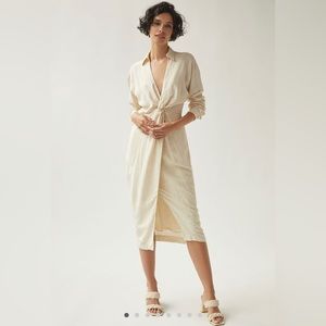 Anthropologie V-Neck Knot Front Midi Dress.